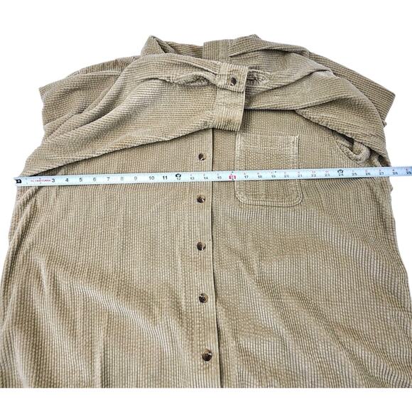 LL Bean Corduroy Button Up Shirt Jacket Brown Tan Front Pocket Womens Plus 2XL - Picture 6 of 9